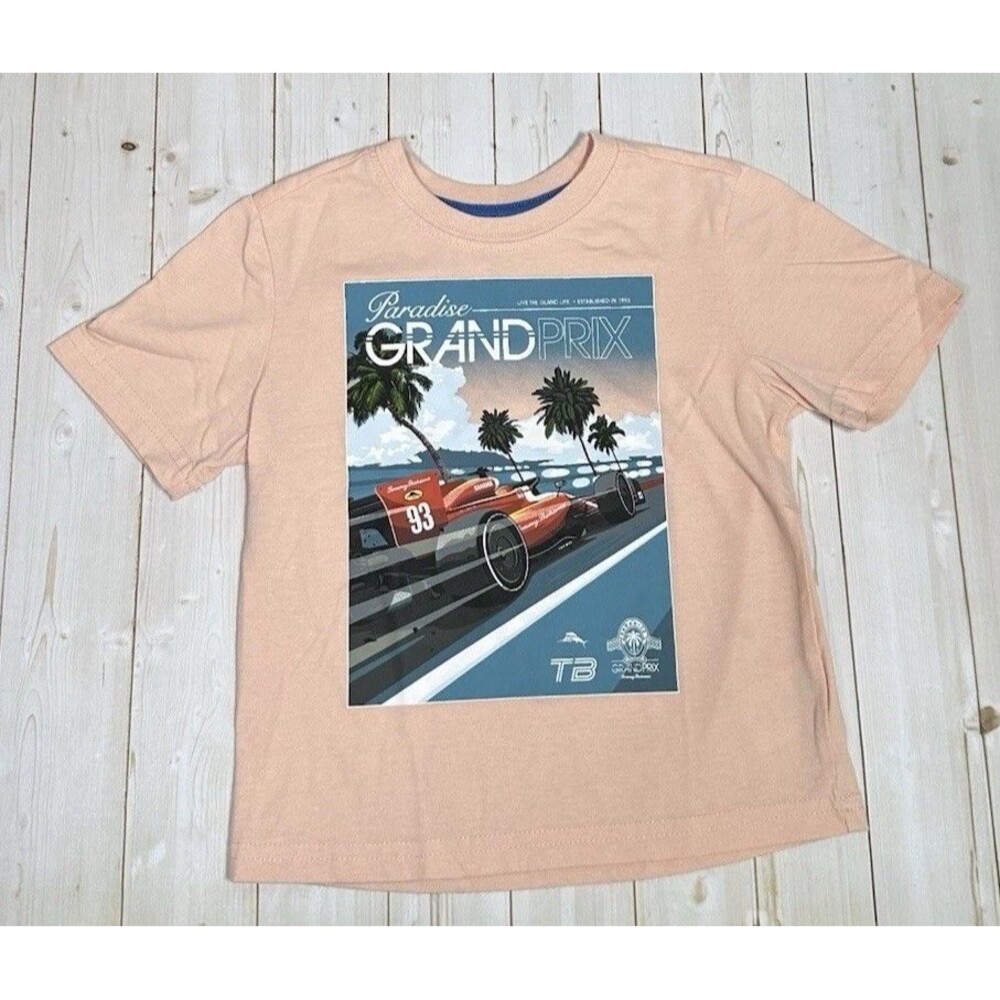 Tommy Bahama Paradise Grand Prix Island Life T-Shirt Tee Pink Toddler Boys Sz 3T